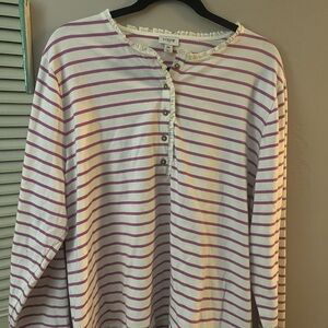 J. Crew lavendar Striped Henley Top